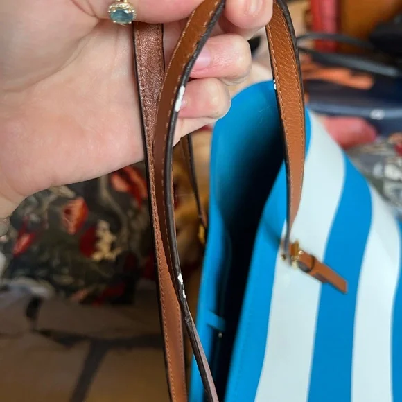 Michael Kors Striped Blue and White Tote - Picture 7 of 7
